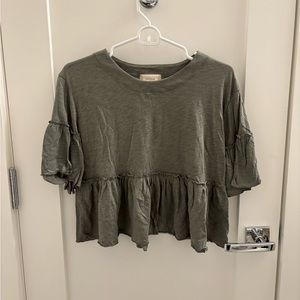 Altar'd State Olive Green Ruffle Top